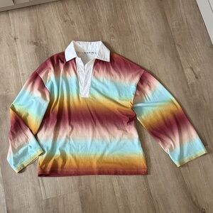Acne Studios Multicolor Striped Long Sleeve Rugby Shirt Sz XS